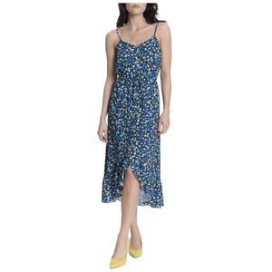 Donna Morgan Blue Floral Midi Sundress Size 6P